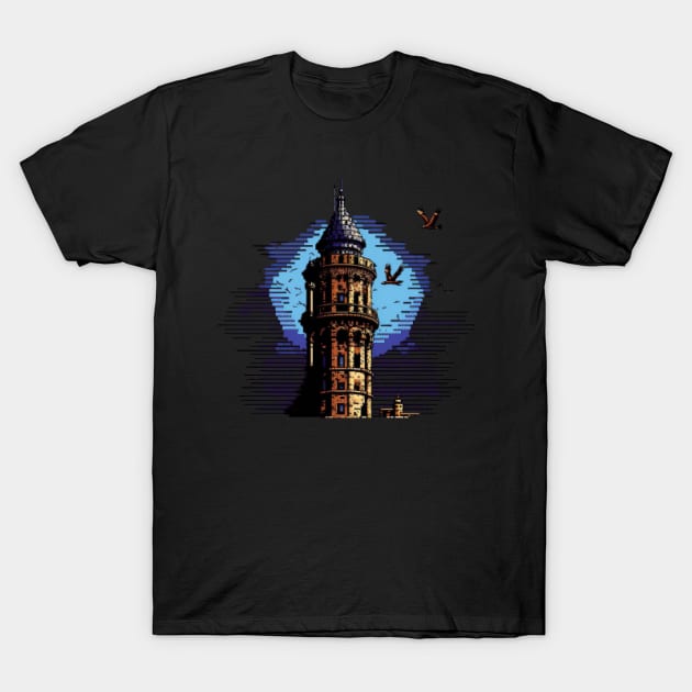 Galata Tower Pixel Art T-Shirt by Pixel-Eye